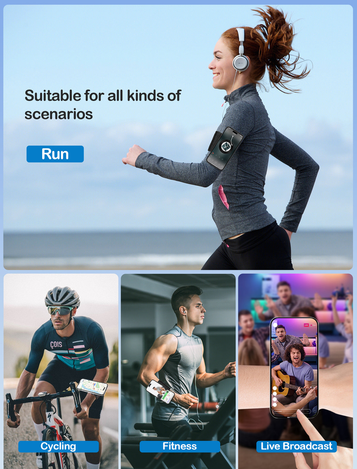 TOPGO Laufende Telefonhalterung für iPhone [360° Rotatable &amp; Upgrade Anti-Drop] Magnetische Handgelenk-Telefonhalterung, Armband-Handyhalter kompatibel mit MagSafe iPhone 16 Pro Max und Android