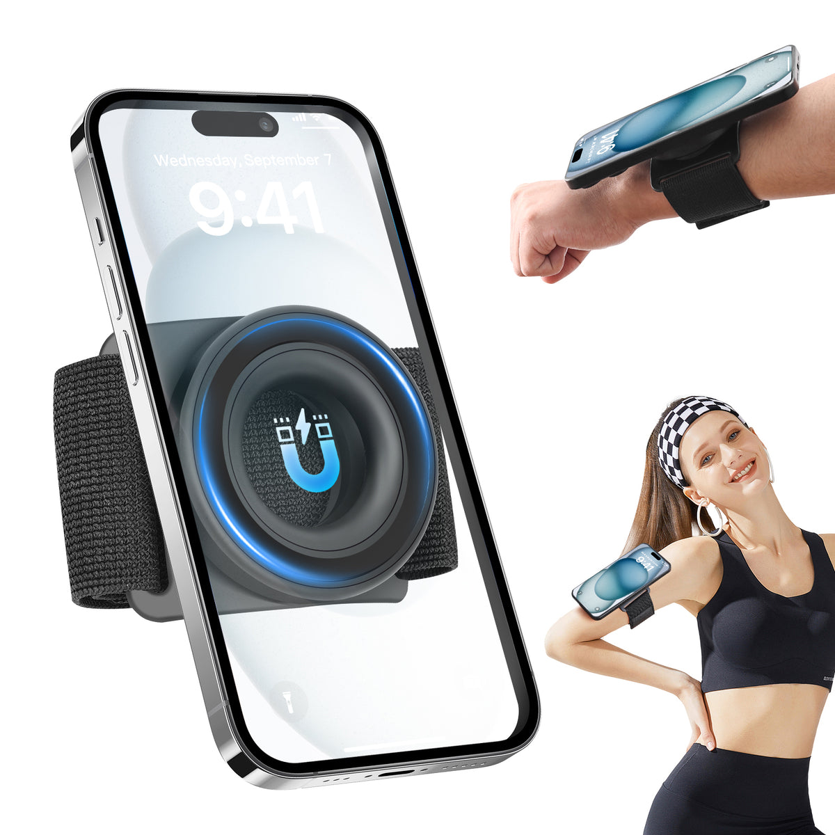 TOPGO Laufende Telefonhalterung für iPhone [360° Rotatable &amp; Upgrade Anti-Drop] Magnetische Handgelenk-Telefonhalterung, Armband-Handyhalter kompatibel mit MagSafe iPhone 16 Pro Max und Android