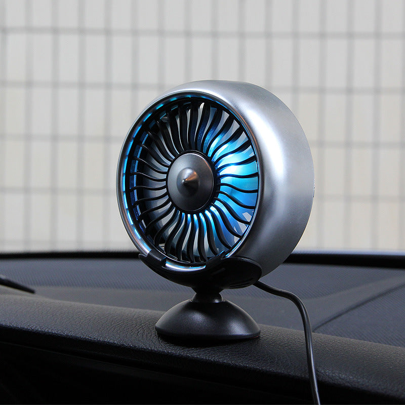 Mini Fan USB Fan for Dashboard and air vent 5 blades USB charge fan colorful light 360° rotation