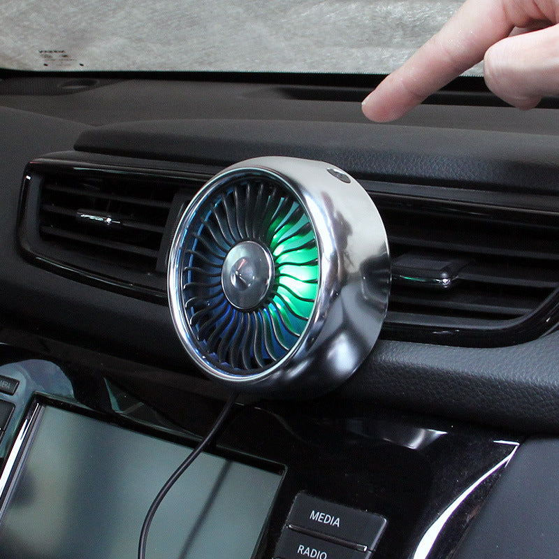Mini Fan USB Fan for Dashboard and air vent 5 blades USB charge fan colorful light 360° rotation
