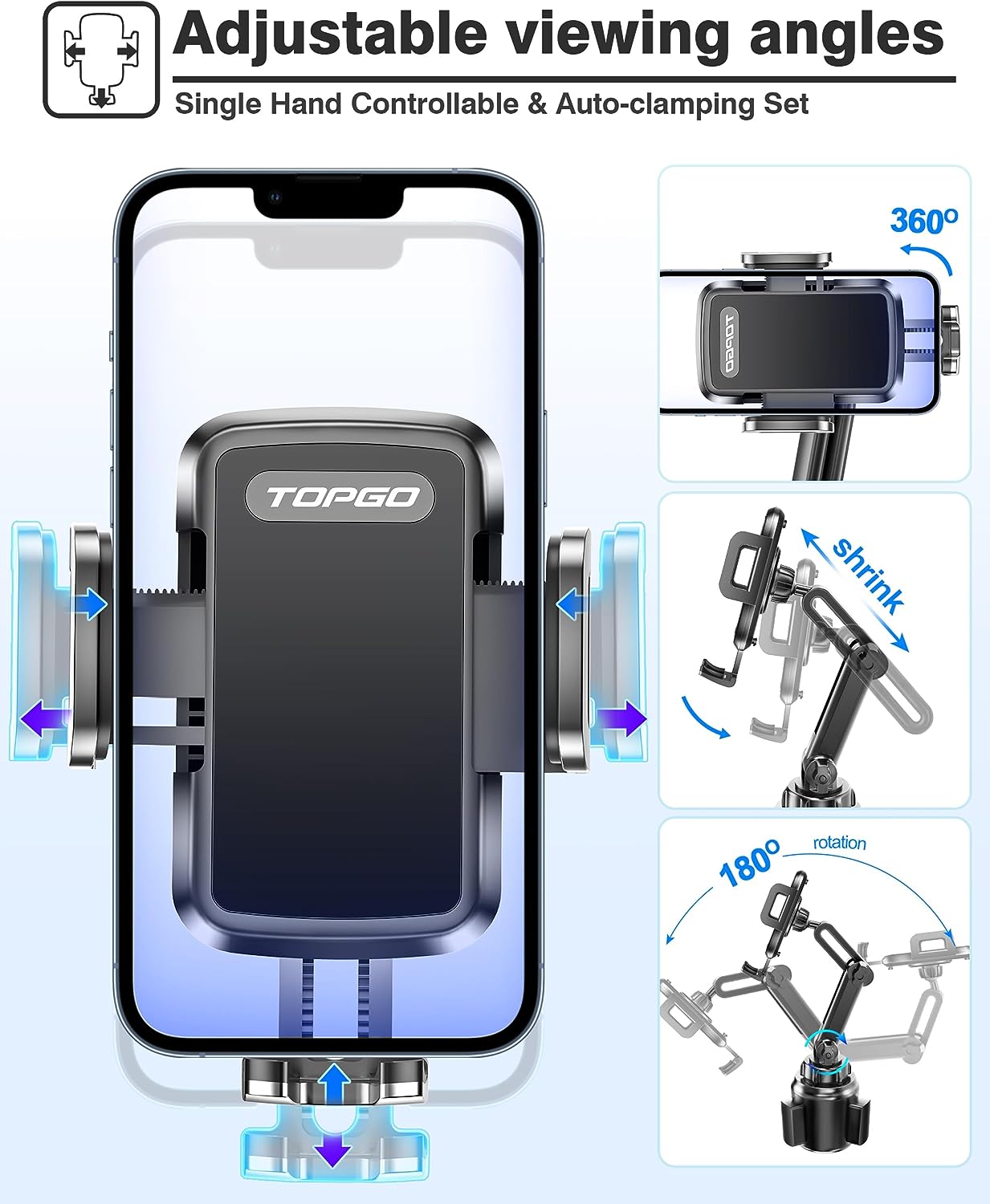 TACTIK SLT-JK987 Universal Cup Holder Cell Phone Mount