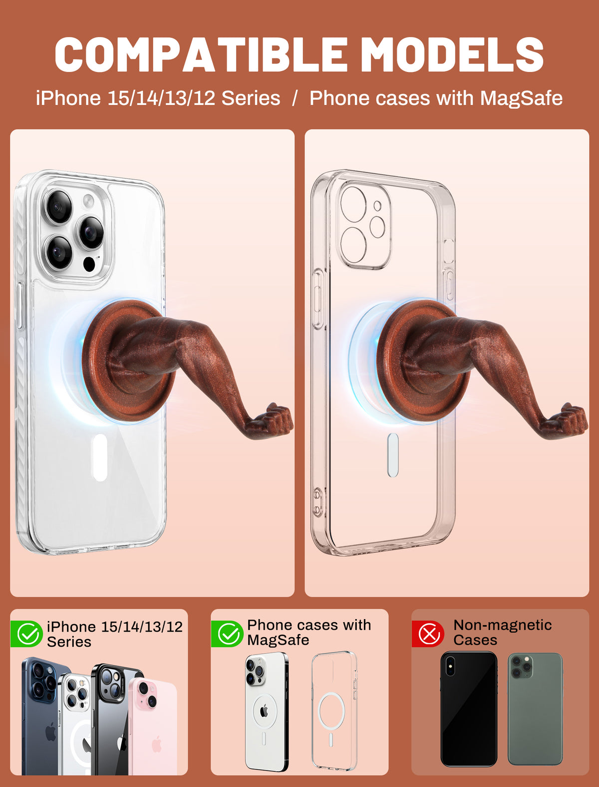 TOPGO Hakenhalter Magnetischer Haken, Kreuzfahrt-Haken zum Aufhängen, Magnetischer Haken für Kabinen, Grill, Magnetischer Handy-Ständer, Kompatibel mit MagSafe für iPhone 11/12/13/14/15