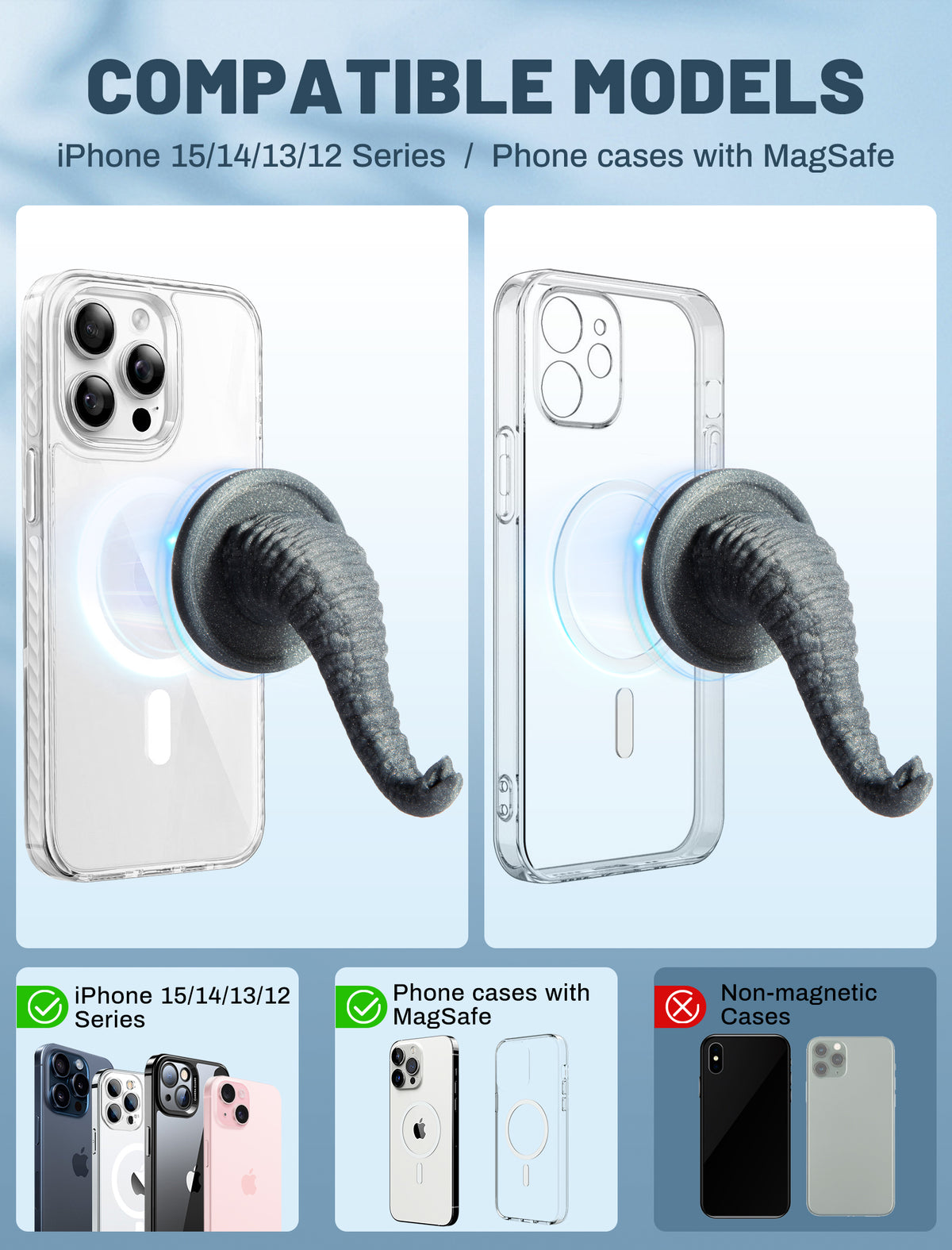 Topgo Magnetischer 2IN1 Haken &amp; Halter, 360 Grad drehbarer Saugnapf Handyhalter, Kreuzfahrtschiff-Haken und Flugzeug-Reisezubehör, Videorekord-Kit kompatibel mit Magsafe, Grill- und Kühlschrankhaken