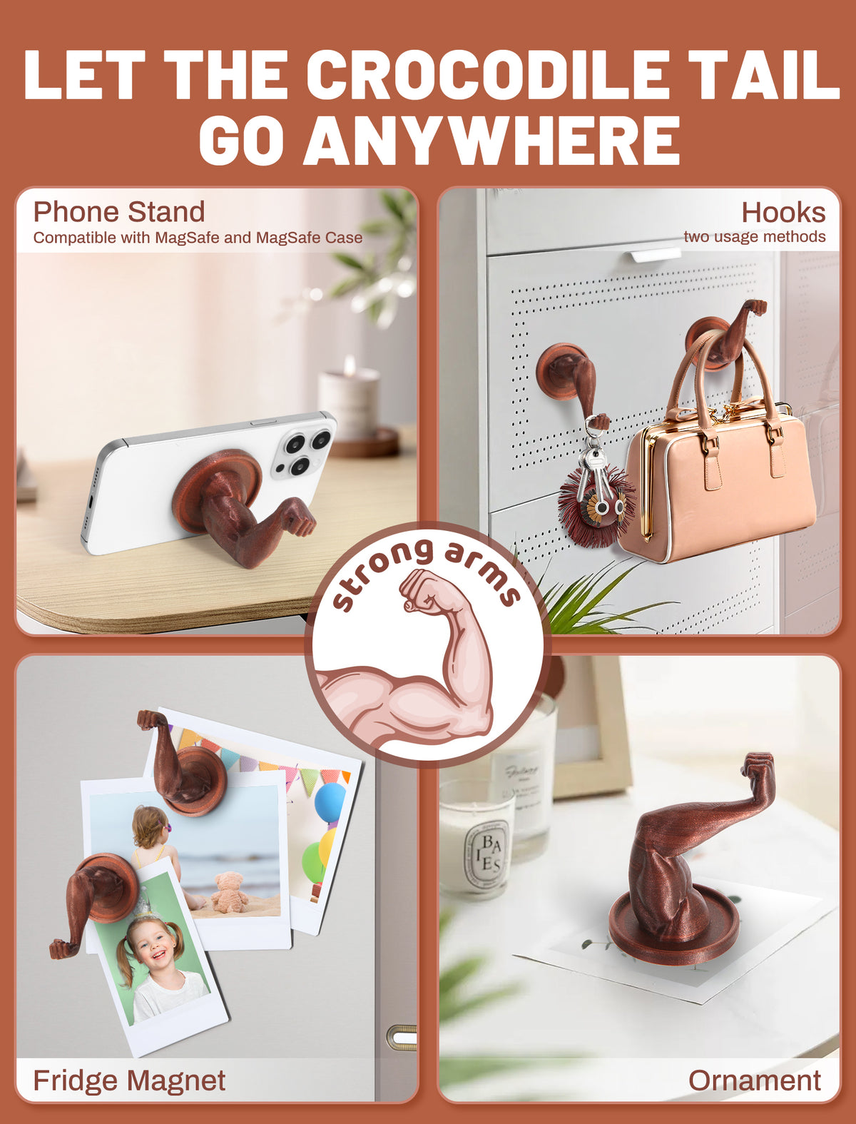 TOPGO Hakenhalter Magnetischer Haken, Kreuzfahrt-Haken zum Aufhängen, Magnetischer Haken für Kabinen, Grill, Magnetischer Handy-Ständer, Kompatibel mit MagSafe für iPhone 11/12/13/14/15