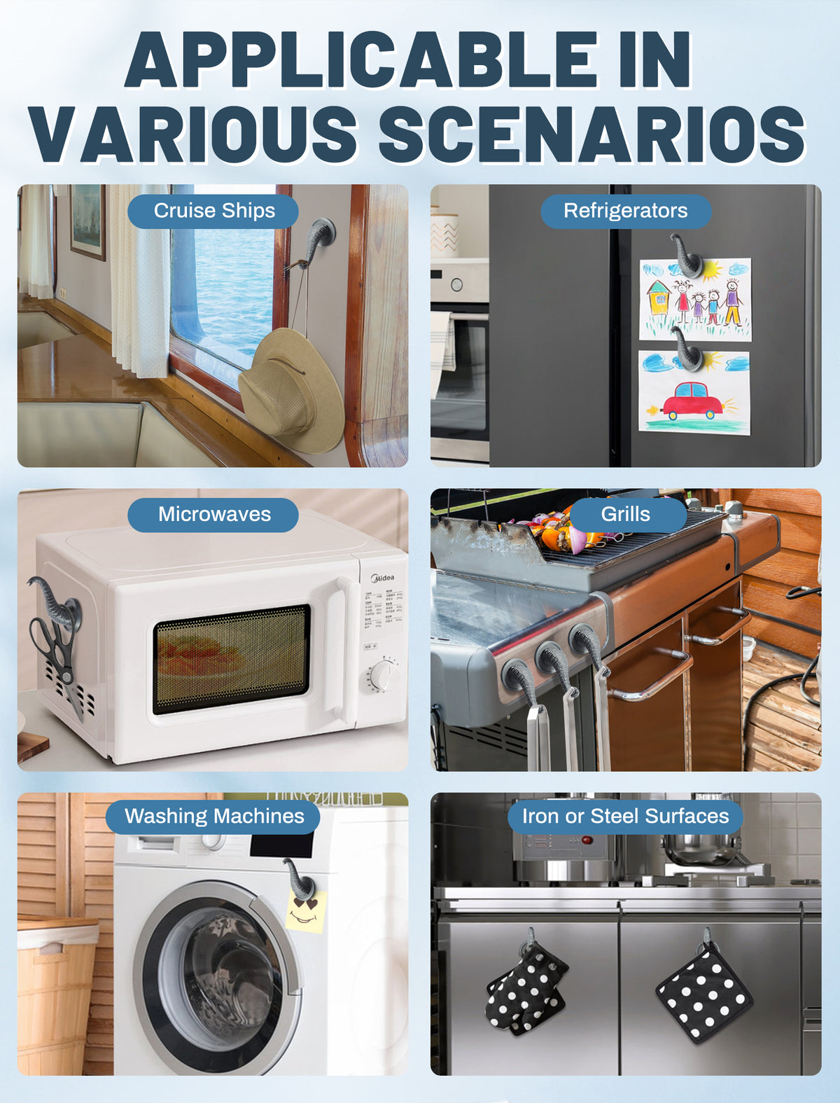 Topgo Magnetischer 2IN1 Haken &amp; Halter, 360 Grad drehbarer Saugnapf Handyhalter, Kreuzfahrtschiff-Haken und Flugzeug-Reisezubehör, Videorekord-Kit kompatibel mit Magsafe, Grill- und Kühlschrankhaken