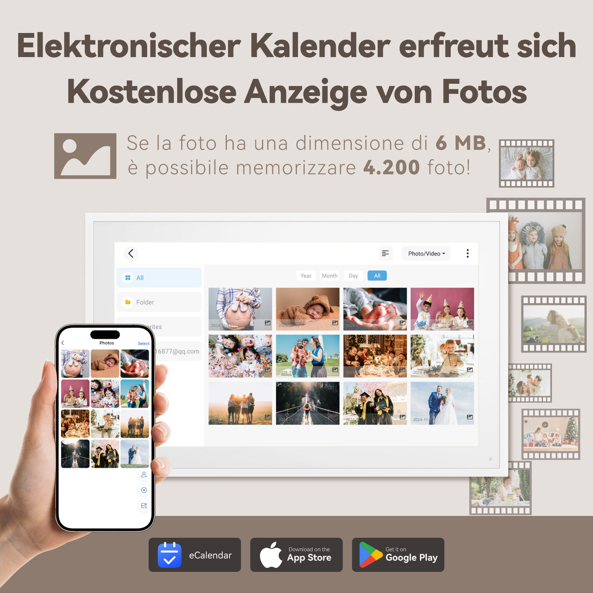 TOPGO Digitaler Kalender, 10.1 Zoll Elektronischer kalender mit Fotos für Videofreigabe, Digitale Planer mit Tischständer, Intelligenter Familie/Büro/Schule/Veranstaltungspläne