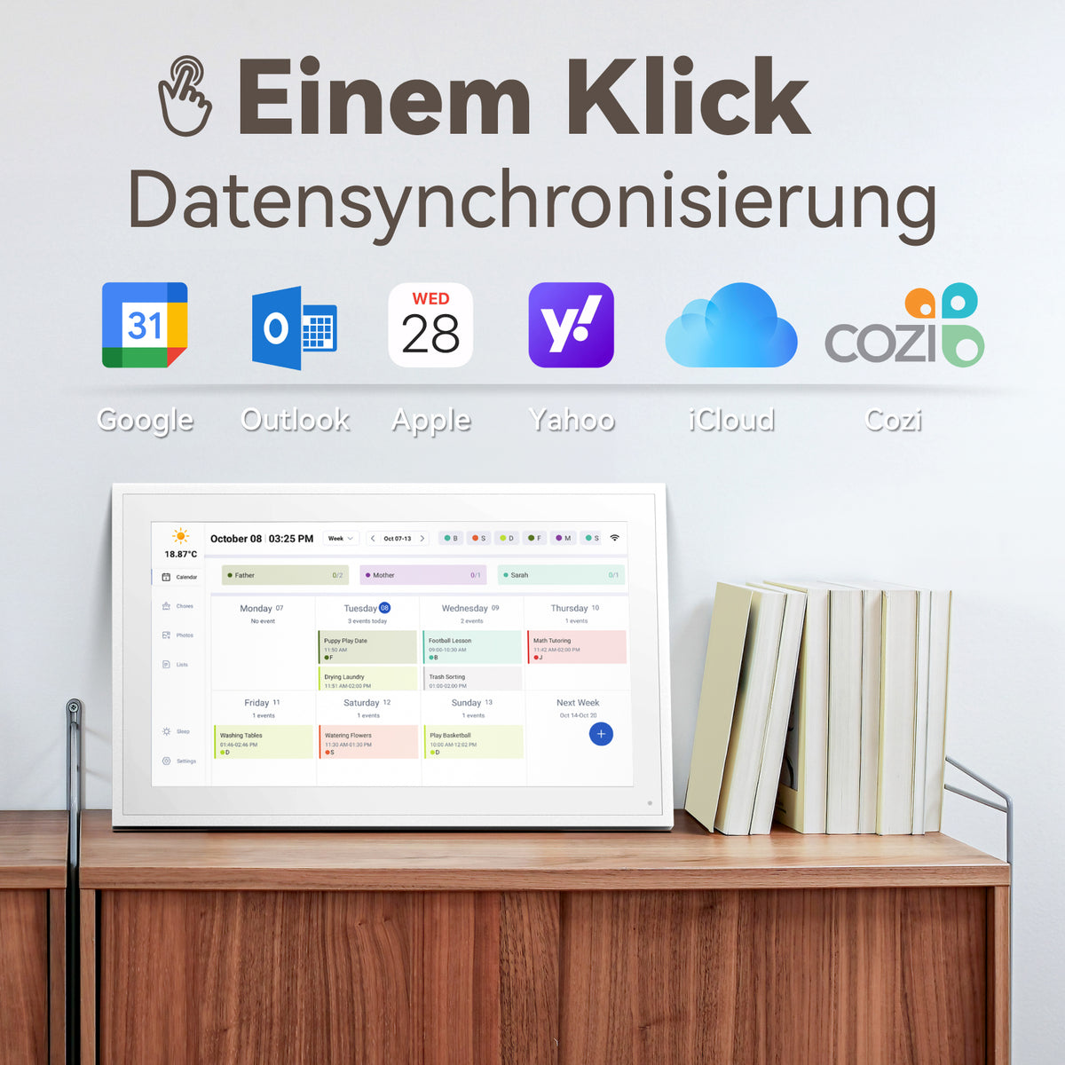 TOPGO Digitaler Kalender, 10.1 Zoll Elektronischer kalender mit Fotos für Videofreigabe, Digitale Planer mit Tischständer, Intelligenter Familie/Büro/Schule/Veranstaltungspläne