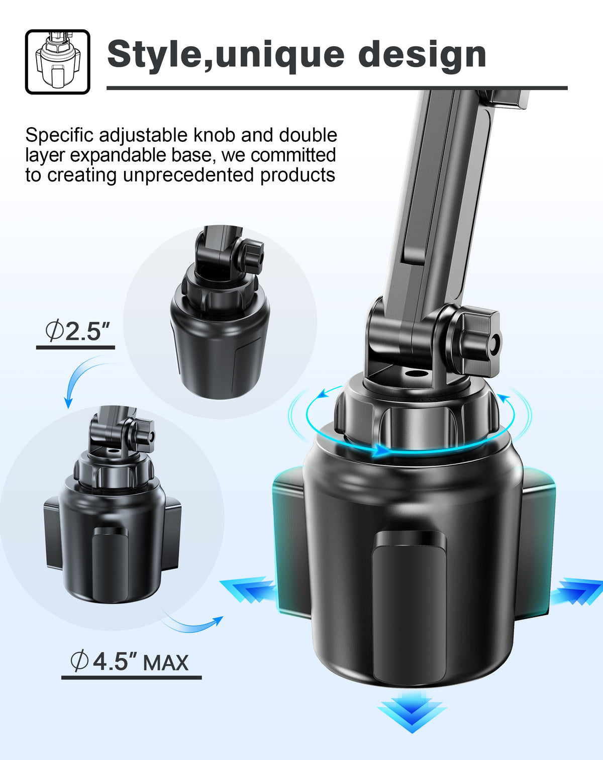 Cup Holder Phone Mount with Wireless Charger