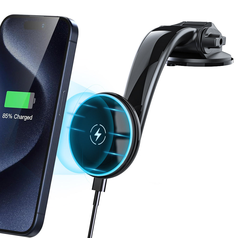 Soporte de teléfono para coche con carga inalámbrica magnética Magsafe QI2.0 para consola central de coche (H132+G19-A QI.02)