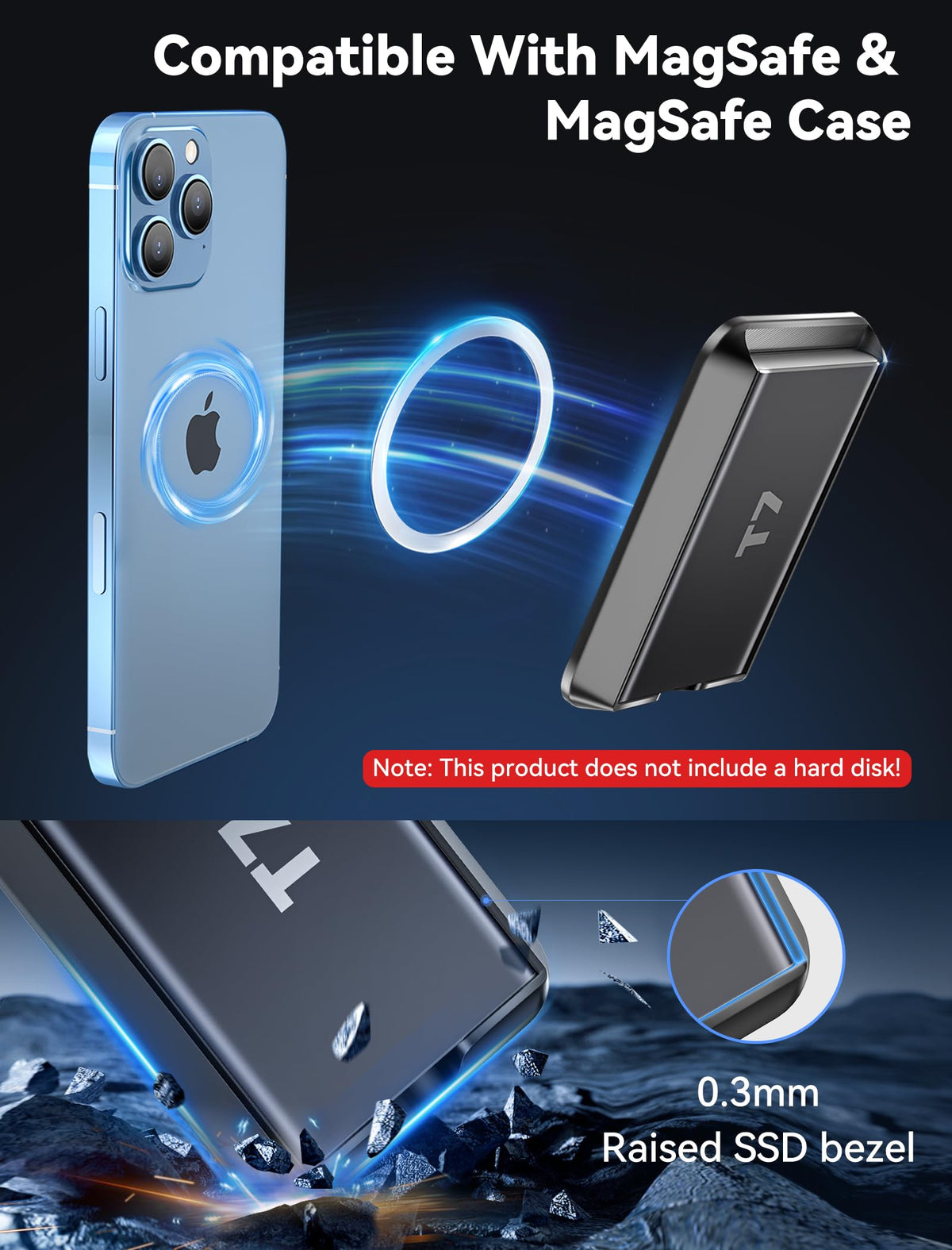 Custodia Magsafe SSD per Samsung T7 SSD per iPhone 15 Pro Max