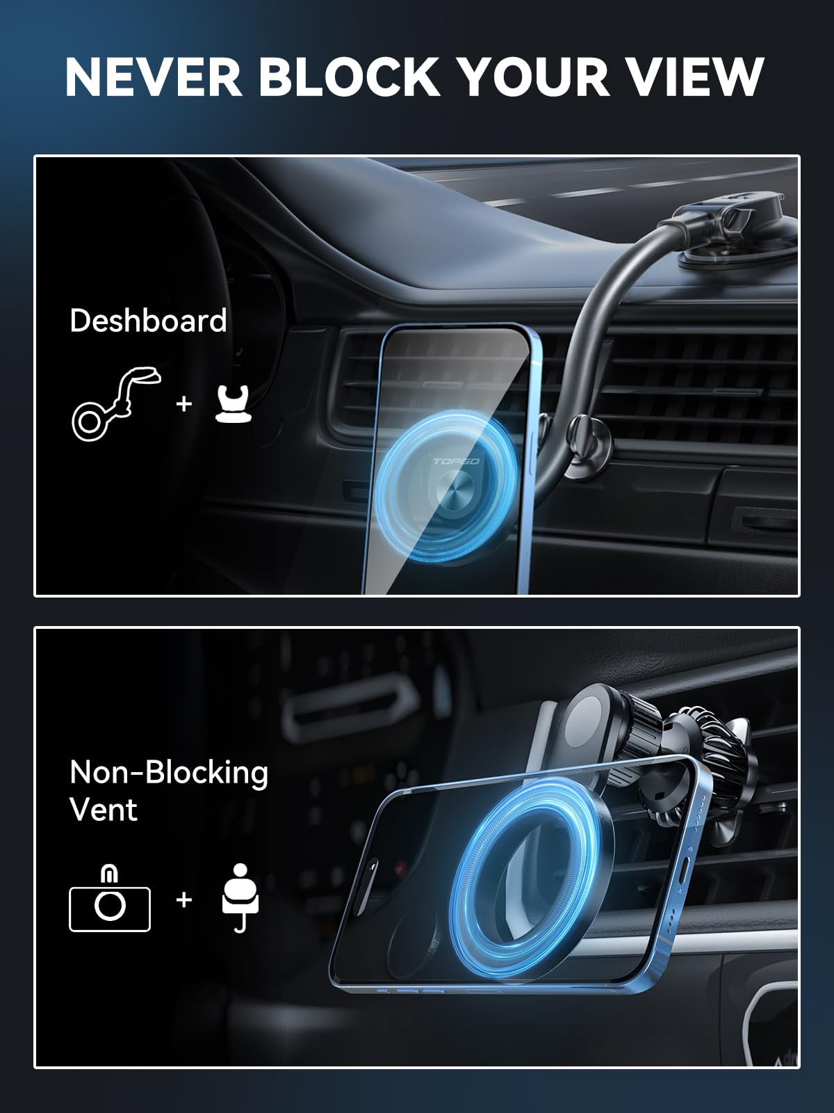 قاعدة سيارة MagSafe لتثبيت الهاتف المغناطيسي