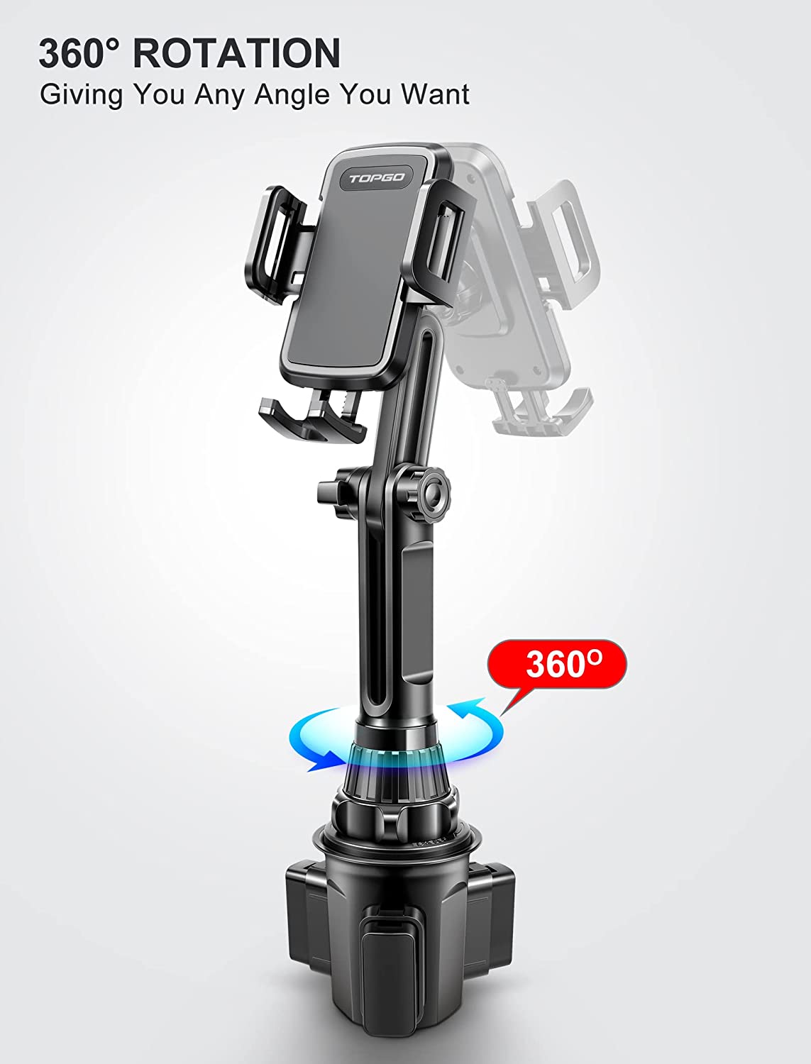 Cup Holder Phone Mount Long Pole Version - JC1 - TOPGO