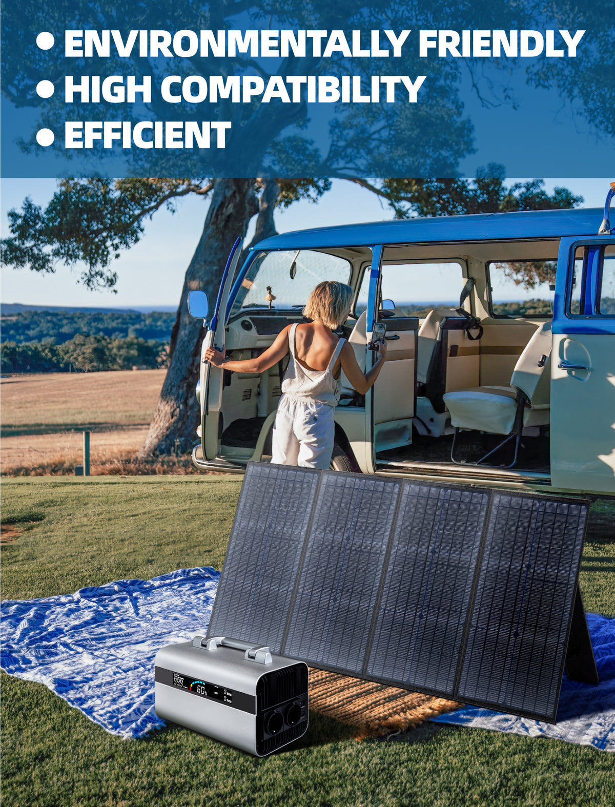 Tragbares 600-W-Kraftwerk 100-W-Solargenerator mit Sonnenkollektoren Kraftpaket für Outdoor-Camping, Kurztrips, Stromausfälle